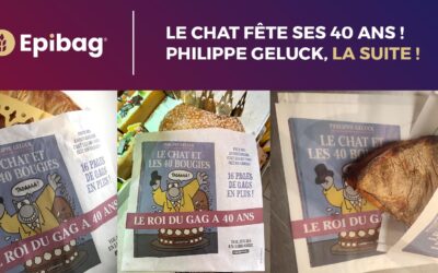 La suite ! … Philippe Geluck annonce les 40 ans du Chat sur les sacs à galettes Epibag®